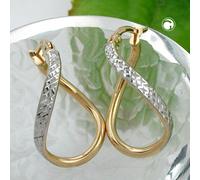 Creole Ohrring 23x2mm oval bicolor diamantiert geschwungen 9Kt GOLD