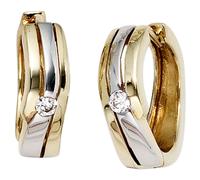 Creolen 333 Gold Gelbgold bicolor 2 Zirkonia Ohrringe Goldohrringe Goldcreolen