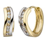 Creolen 333 Gold Gelbgold bicolor mit Zirkonia Ohrringe Goldcreolen Goldohrringe