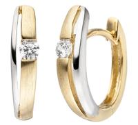 Creolen 333 Gold Gelbgold bicolor teil matt 2 Zirkonia Ohrringe