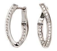 Creolen 585 Gold Weißgold 42 Diamanten Brillanten Ohrringe Weißgoldcreolen