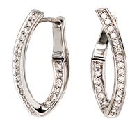 Creolen 585 Gold Weißgold 42 Diamanten Brillanten Ohrringe Weißgoldcreolen