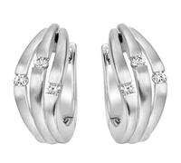 Creolen 585 Gold Weißgold teil matt 6 Diamanten Brillanten Ohrringe