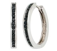 Creolen 925 Silber mit Zirkonia schwarz Ohrringe Silberohrringe Silbercreolen