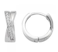 Creolen 925 Sterling Silber 18 Zirkonia 14,5 mm Silberohrringe