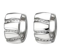 Creolen 925 Sterling Silber 30 Zirkonia und weiße Emaille-Einlagen