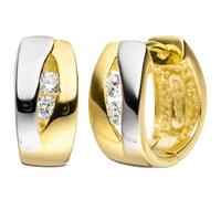 Jobo Damen Creolen 925 Sterling Silber bicolor vergoldet 4 Zirkonia Ohrringe