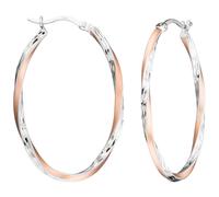 Jobo Damen Creolen 925 Sterling Silber bicolor vergoldet teil matt Ohrringe