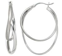 Creolen 925 Sterling Silber mattiert mit Glitzereffekt Ohrringe Silbercreolen