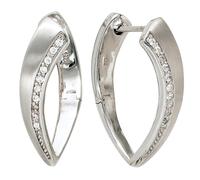 Creolen 925 Sterling Silber mattiert mit Zirkonia Ohrringe Silbercreolen