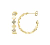 Paar Creolen CAÏ "925 Sterling Silber vergoldet Kleeblatt Zirkonia" Ohrringe Gr. ONE-SIZE, Silber 925 (Sterlingsilber), gelb Damen Creolen (77097167-0)