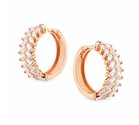 Creolen aus 925 Silber in Fischgrätenmuster mit Zirkonia, rosévergoldet rotvergoldet Golders