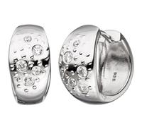 Creolen breit 925 Silber mit Zirkonia Ohrringe Silberohrringe Silbercreolen