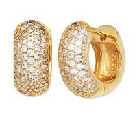 Creolen breit rund 925 Sterling Silber gold vergoldet mit Zirkonia Ohrringe