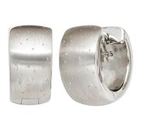 Creolen breit rund 925 Sterling Silber mattiert mit Glitzereffekt Ohrringe