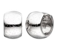 Creolen breit rund 925 Sterling Silber Ohrringe mit Glitzereffekt Silbercreolen