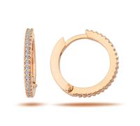 Creolen Diamanten Brillant-Schliff Ohrringe 14 Karat Rotgold