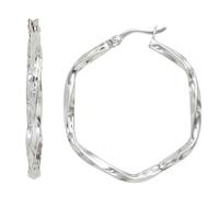 Creolen eckig sechseckig 925 Silber diamantiert Ohrringe Silbercreolen