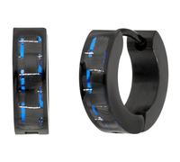 Jobo Damen Creolen Edelstahl schwarz beschichtet mit Carbon blau Ohrringe