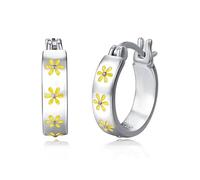 Creolen für Mädchen Frauen 925 Sterling Silber Blumen Ohrringe Hypoallergene Gänseblümchen Ohrringe Blumen Schmuck für Weihnachten