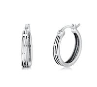 Creolen Herren Silber 925 Gestreifte Kreuz Creolen Silber 925 Klein Vintage Schmuck Geschenke für Damen Frauen