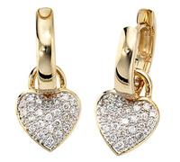 Creolen Herz 585 Gold Gelbgold bicolor 48 Diamanten Brillanten