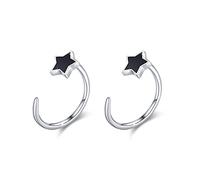 Creolen Kinder 925 Sterling Silber Stern Creolen Ohrringe Klein Kreolen Huggie Hoops Halb Hängend Muttertags Geschenke für Damen Mädchen