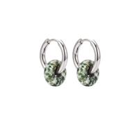 Creolen mit Grünem Jaspis 14K Vergoldet Edelstahl 15mm | Abnehmbarer Anhänger, 10 mm Innendurchmesser, Naturstein, 3,78 g Gewicht, Liebe & Harmonie