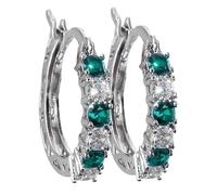 Creolen-Ohrringe aus kubischem Zirkonia, Kreolen aus kubischem Zirkonia, Glitzer-Ohrringe für Mädchen | runde Ohrringe mit Anhänger, dekorative Ohrringe, Se référer au descriptif, Edelstahl, Siehe