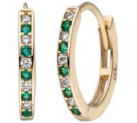 Creolen oval 333 Gold Gelbgold 10 Zirkonia grün weiß Ohrringe