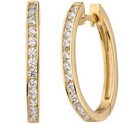 Creolen oval 375 Gold Gelbgold 26 Zirkonia Ohrringe Goldcreolen Goldohrringe