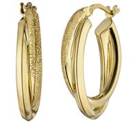 Creolen oval 925 Sterling Silber gold vergoldet matt Ohrringe