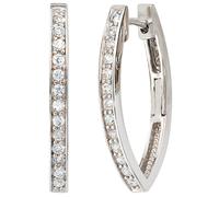 Creolen oval 925 Sterling Silber mit Zirkonia Ohrringe Silbercreolen