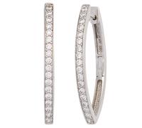Creolen oval 925 Sterling Silber mit Zirkonia Ohrringe Silbercreolen