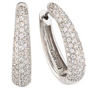 JOBO Creolen oval 925 Sterling Silber mit Zirkonia Ohrringe Silbercreolen