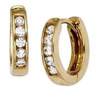 Creolen rund 333 Gold Gelbgold 10 Zirkonia Ohrringe Goldohrringe Goldcreolen