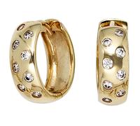 Creolen rund 333 Gold Gelbgold 16 Zirkonia Ohrringe Goldohrringe Goldcreolen