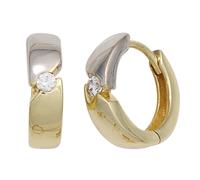 Creolen rund 333 Gold Gelbgold bicolor 2 Zirkonia Ohrringe Goldcreolen