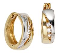 Creolen rund 333 Gold Gelbgold bicolor 6 Zirkonia Ohrringe Goldcreolen