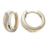 Creolen rund 333 Gold Gelbgold bicolor mattiert mit Zirkonia Ohrringe