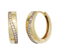 Creolen rund 333 Gold Gelbgold bicolor Zirkonia Ohrringe Goldcreolen