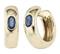 Creolen rund 585 Gold Gelbgold 2 Safire blau Ohrringe Goldohrringe Goldcreolen