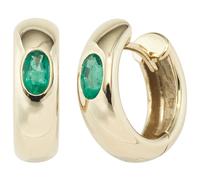 Creolen rund 585 Gold Gelbgold 2 Smaragde grün Ohrringe Goldohrringe Goldcreolen