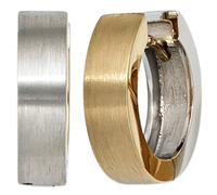 Creolen rund 585 Gold Gelbgold Weißgold bicolor teil matt Ohrringe
