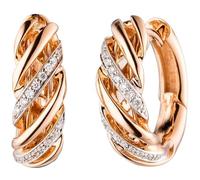 Creolen rund 585 Gold Rotgold 32 Diamanten Brillanten Ohrringe Goldcreolen