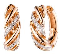 Creolen rund 585 Gold Rotgold 32 Diamanten Brillanten Ohrringe Goldcreolen