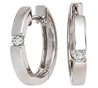 Creolen rund 585 Gold Weißgold 2 Diamanten Brillanten 0,10ct. Ohrringe