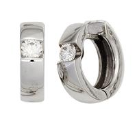 Creolen rund 585 Gold Weißgold 2 Diamanten Brillanten 0,30 ct. Ohrringe