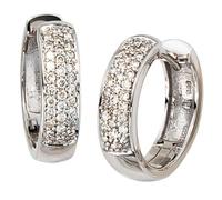 Creolen rund 585 Gold Weißgold 50 Diamanten Brillanten 15,5 mm