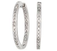 Creolen rund 585 Gold Weißgold 50 Diamanten Brillanten Ohrringe Weißgoldcreolen